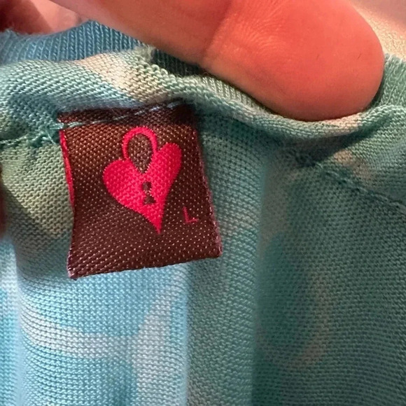 Language Los Angeles Turquoise V-neck Shirt with Silver White Accents Size L - Picture 3 of 5